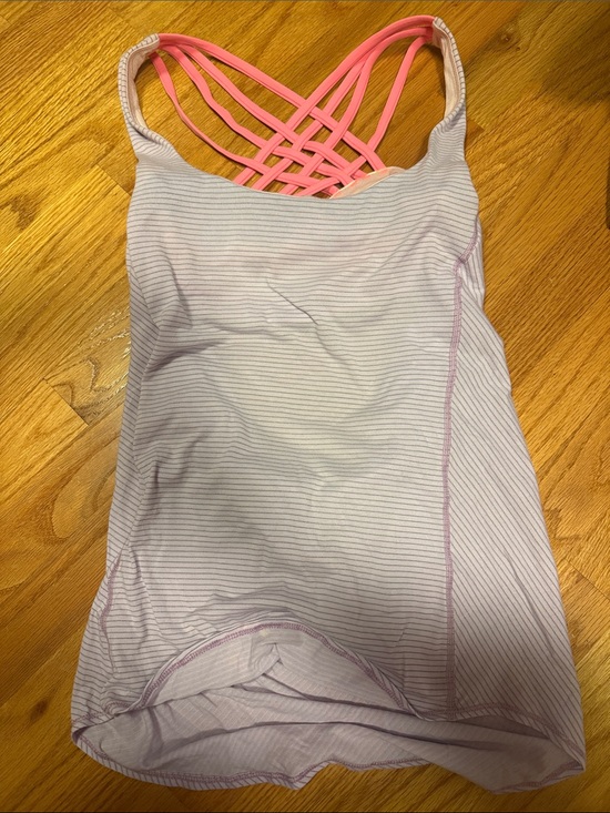 lululemon athletica Tops - Lululemon Striped Tank with Pink Strappy Back size 4